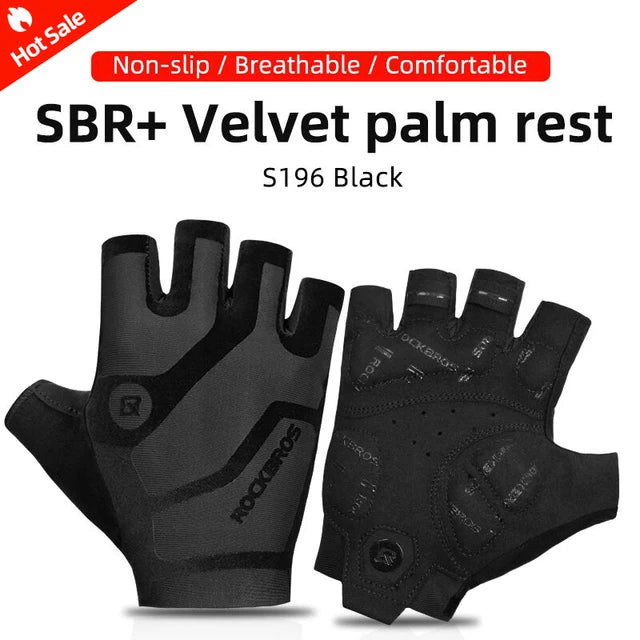 ROCKBROS Breathable Fitness Gloves Silicone Palm Hollow Back Gym Gloves Weightlifting Workout Dumbbell Bodybuilding Gloves