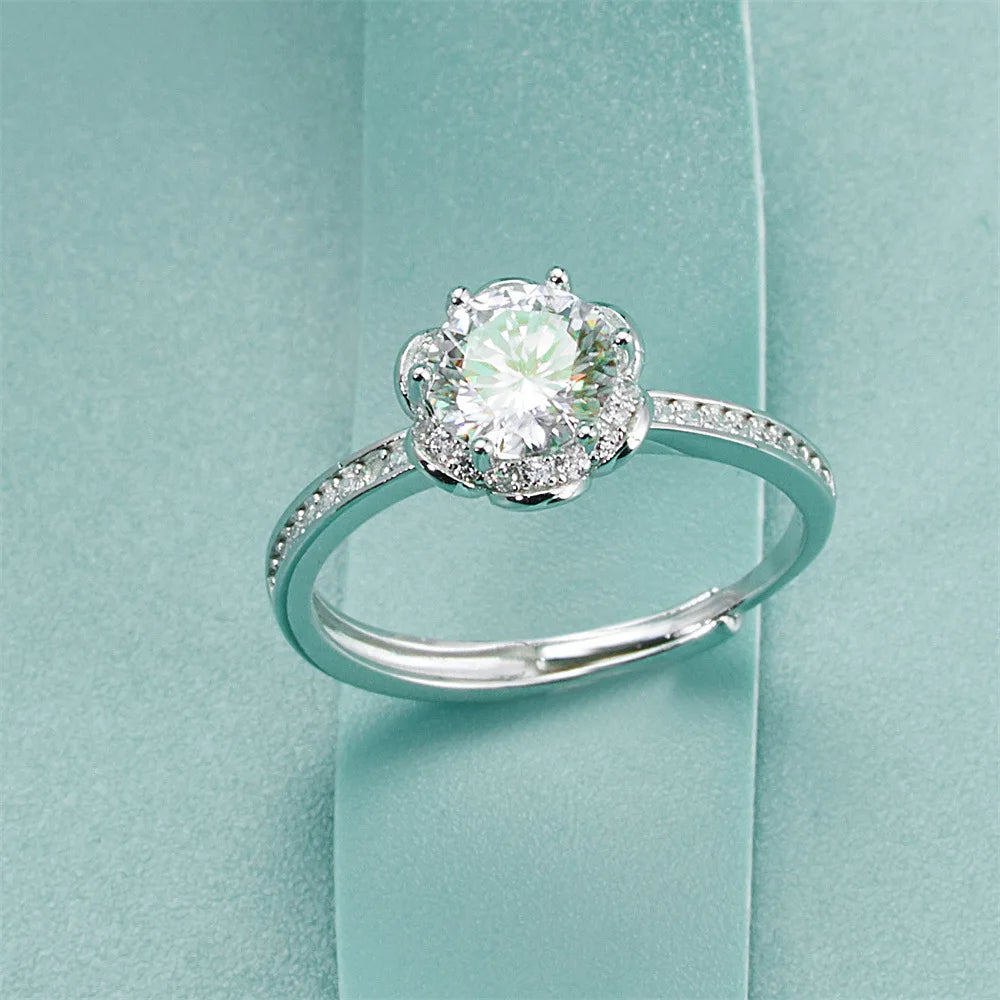 Dropshipping Gift S925 Sterling Silver Moissanite Diamond Ring 1 Carat Couple's Ring Wedding Proposal Birthday Gift - You Offer