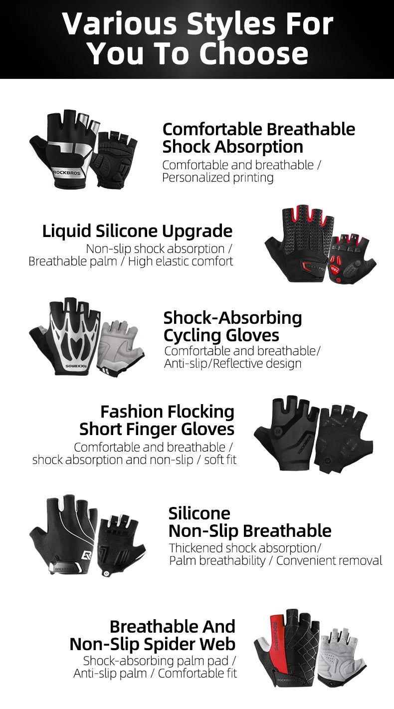 ROCKBROS Breathable Fitness Gloves Silicone Palm Hollow Back Gym Gloves Weightlifting Workout Dumbbell Bodybuilding Gloves