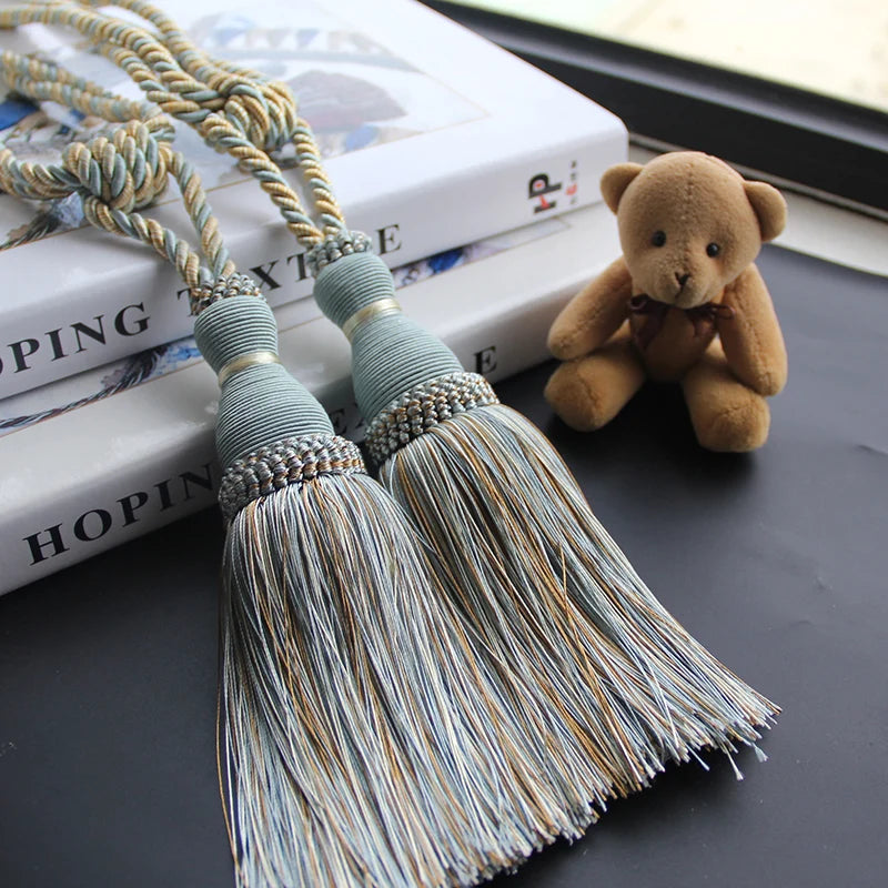 2Pcs Tassels Curtain Tieback Home Decoration Curtains Holder Buckle Rope Gold Hanging Balls Decor Living room Accessories