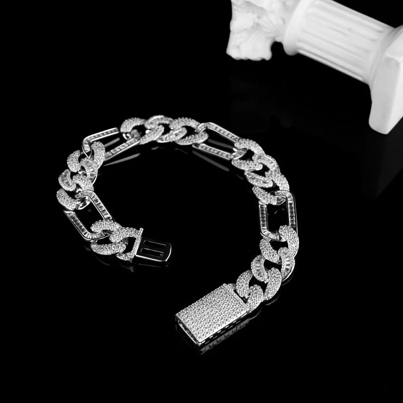 Customizable Men's Moissanite Brass Figaro Style Chains 14K/18K Gold-Plated Miami Cuban Link Necklace for Weddings and Gifts - You Offer