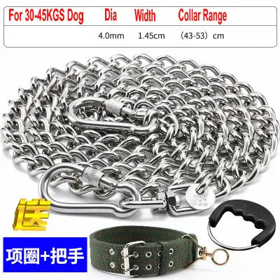 HQ LC02 100% Stainless Steel 304 Seamless No Knot Jack Link Chain Pet Dog Leash Small Large Dogs Lead Leash with Collar Handle
