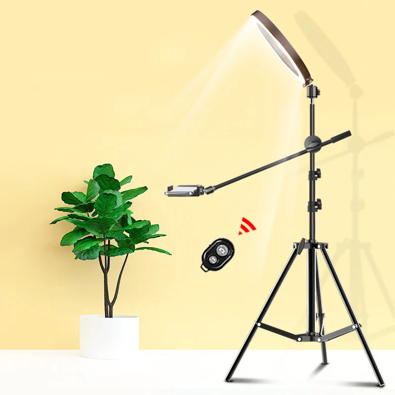 26CM Photography Led Video Ring Light Circle Fill Lighting Camera Photo Studio Phone Selfie Lamp With Tripod Stand Boom Arm