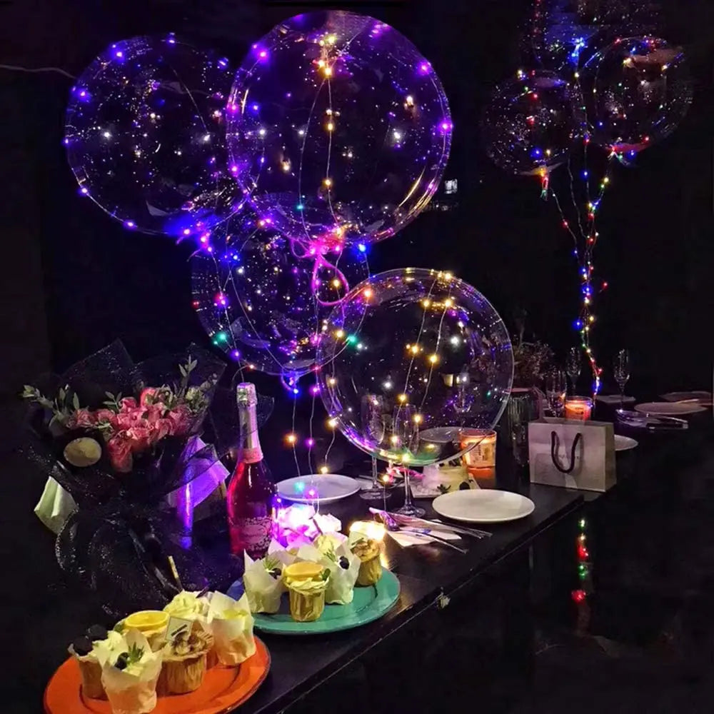 18 20 24 inch 10 Pack Light Up BoBo Party Christmas Led Balloons Clear Big Balloon with Helium for Birthday Wedding Party Decor