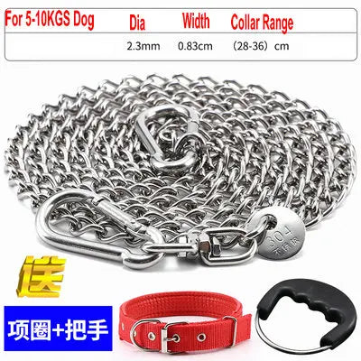 HQ LC02 100% Stainless Steel 304 Seamless No Knot Jack Link Chain Pet Dog Leash Small Large Dogs Lead Leash with Collar Handle