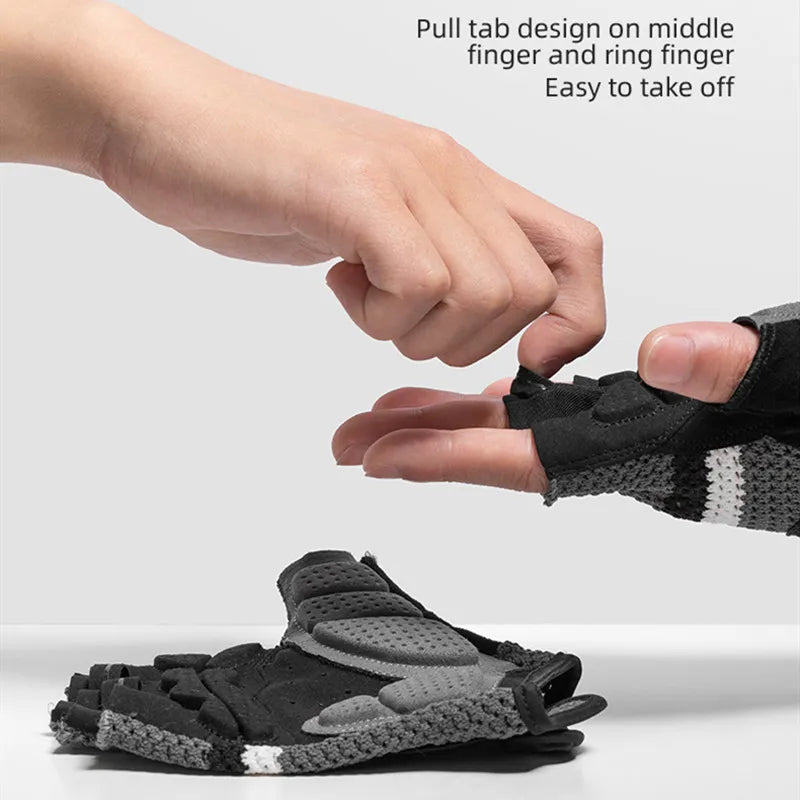 ROCKBROS Breathable Fitness Gloves Silicone Palm Hollow Back Gym Gloves Weightlifting Workout Dumbbell Bodybuilding Gloves