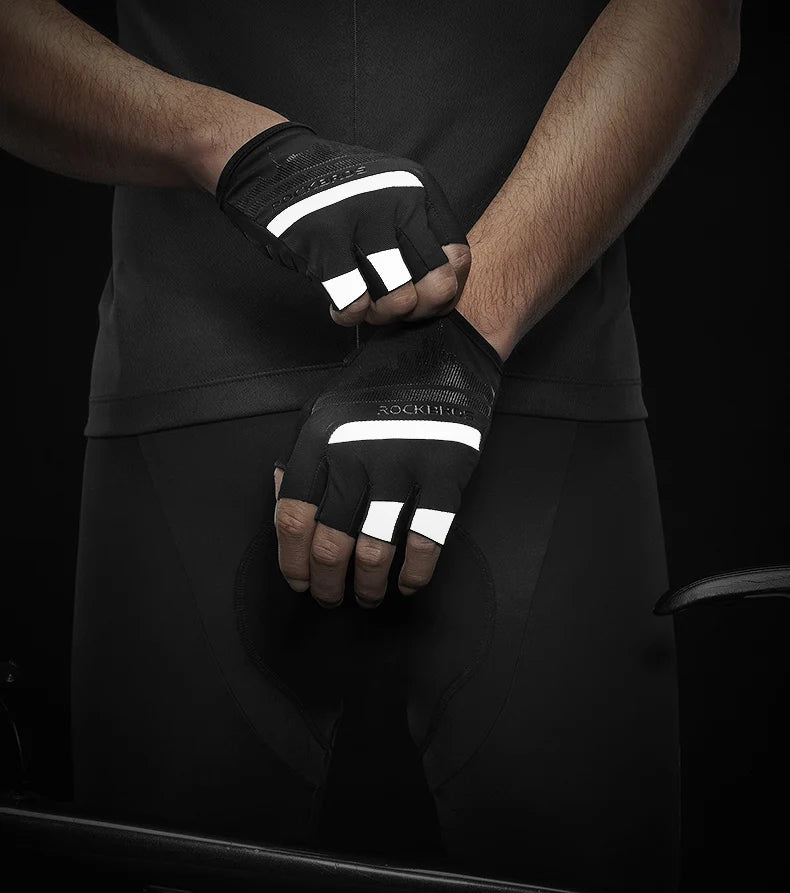 ROCKBROS Breathable Fitness Gloves Silicone Palm Hollow Back Gym Gloves Weightlifting Workout Dumbbell Bodybuilding Gloves