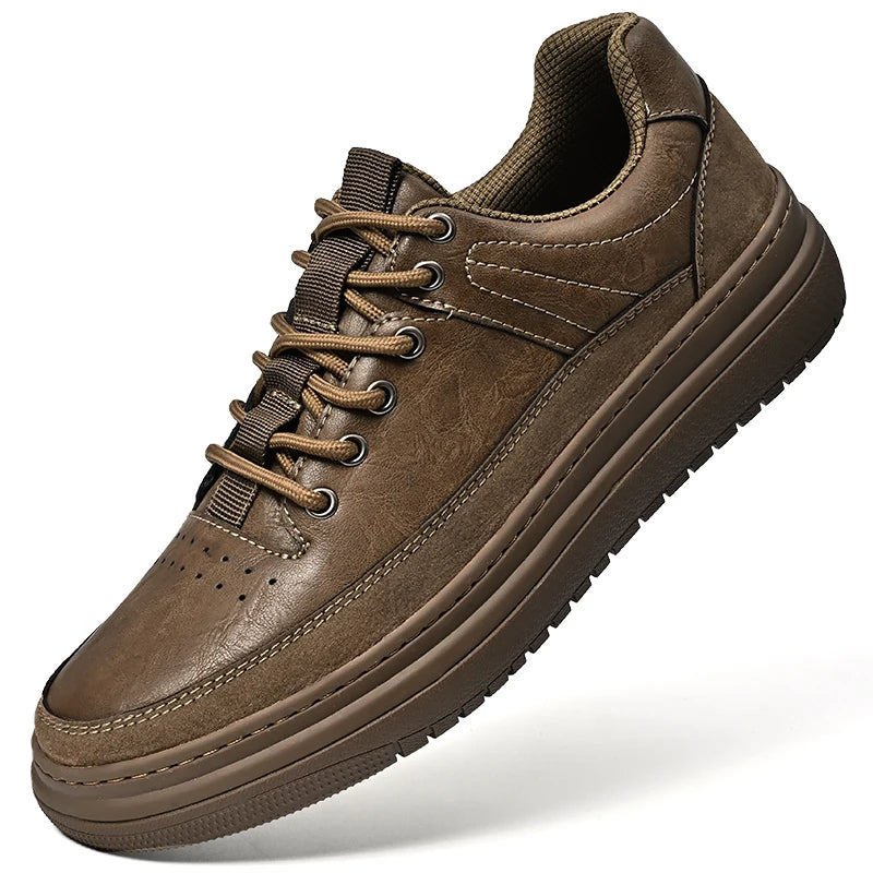 In Ready Stock Fashion Breathable New Shoes Casual Sneakers Genuine Leather Handmade Men Shoes Sneakers