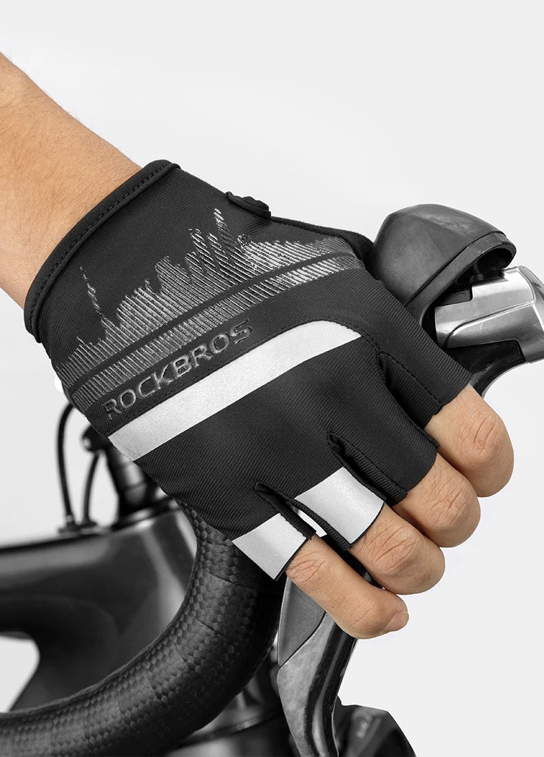 ROCKBROS Breathable Fitness Gloves Silicone Palm Hollow Back Gym Gloves Weightlifting Workout Dumbbell Bodybuilding Gloves