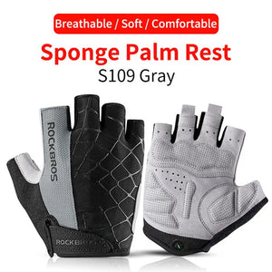 ROCKBROS Breathable Fitness Gloves Silicone Palm Hollow Back Gym Gloves Weightlifting Workout Dumbbell Bodybuilding Gloves