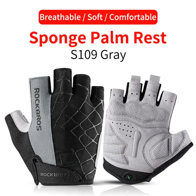 ROCKBROS Breathable Fitness Gloves Silicone Palm Hollow Back Gym Gloves Weightlifting Workout Dumbbell Bodybuilding Gloves