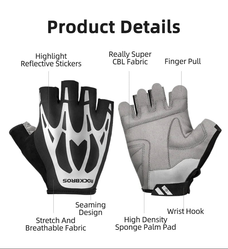 ROCKBROS Breathable Fitness Gloves Silicone Palm Hollow Back Gym Gloves Weightlifting Workout Dumbbell Bodybuilding Gloves