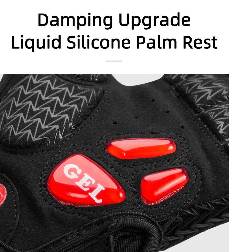 ROCKBROS Breathable Fitness Gloves Silicone Palm Hollow Back Gym Gloves Weightlifting Workout Dumbbell Bodybuilding Gloves