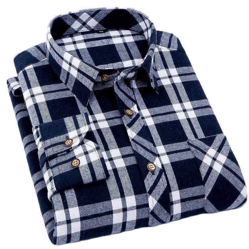 High Quality Soft Comfortable Casual Shirts Men Autumn Spring Long Sleeve Fashion Flannel Plaid Male Camisas Christmas Men Shirt