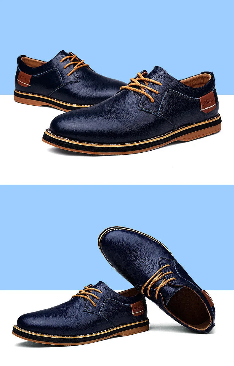 New Spring Autumn Fashion Men Shoes Men Leather Oxfords Shoes Casual Lace-up Formal Business Wedding Dress Shoes Big Size 38-48