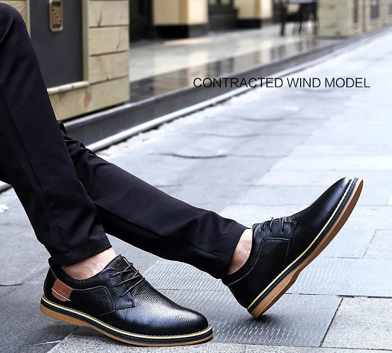 New Spring Autumn Fashion Men Shoes Men Leather Oxfords Shoes Casual Lace-up Formal Business Wedding Dress Shoes Big Size 38-48