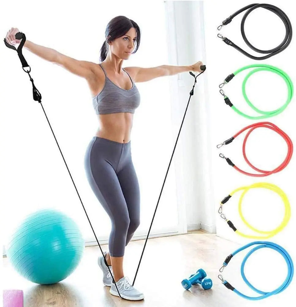 Latex resistance Pull bands rope for Pilates, yoga, CrossFit, fitness , 11PCs - You Offer