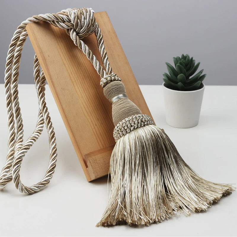 2Pcs Tassels Curtain Tieback Home Decoration Curtains Holder Buckle Rope Gold Hanging Balls Decor Living room Accessories