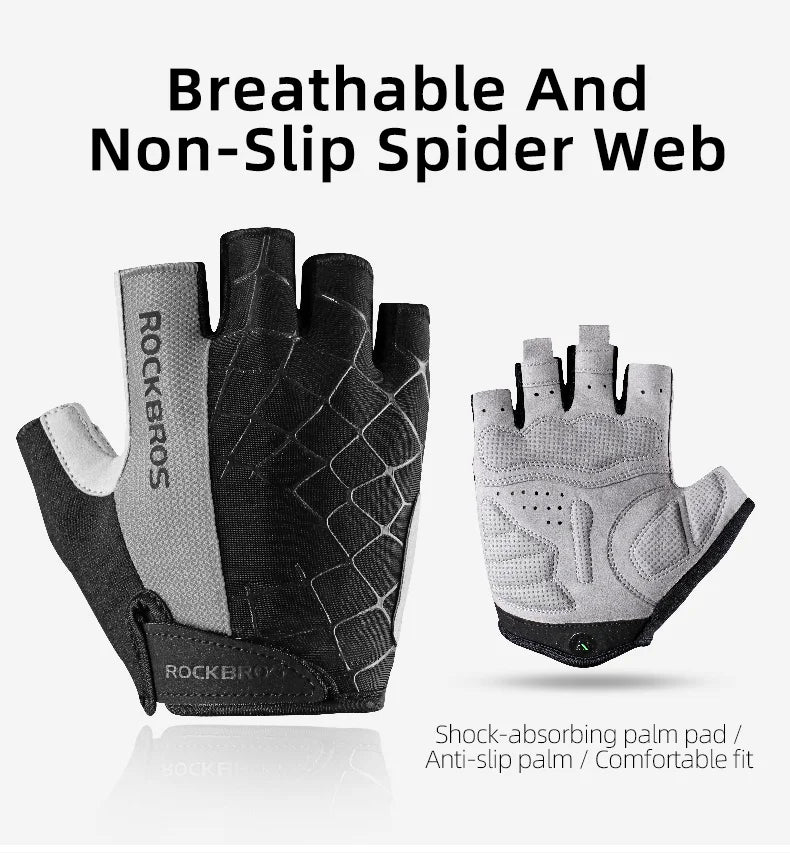 ROCKBROS Breathable Fitness Gloves Silicone Palm Hollow Back Gym Gloves Weightlifting Workout Dumbbell Bodybuilding Gloves