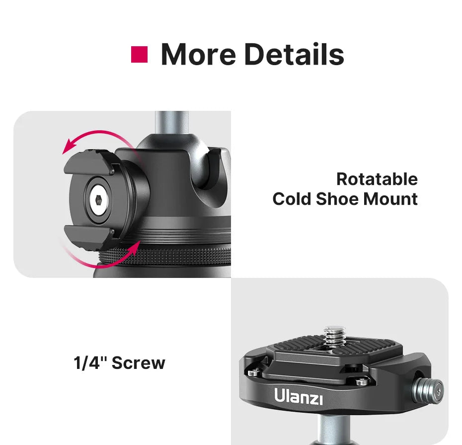 Ulanzi MT-46 Mini Tripod Extend With Quick Instal Release Kit For DSLR SLR Camera Smartphone Tripod Live With Cold Shoe