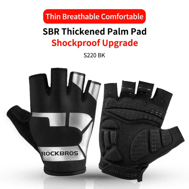 ROCKBROS Breathable Fitness Gloves Silicone Palm Hollow Back Gym Gloves Weightlifting Workout Dumbbell Bodybuilding Gloves