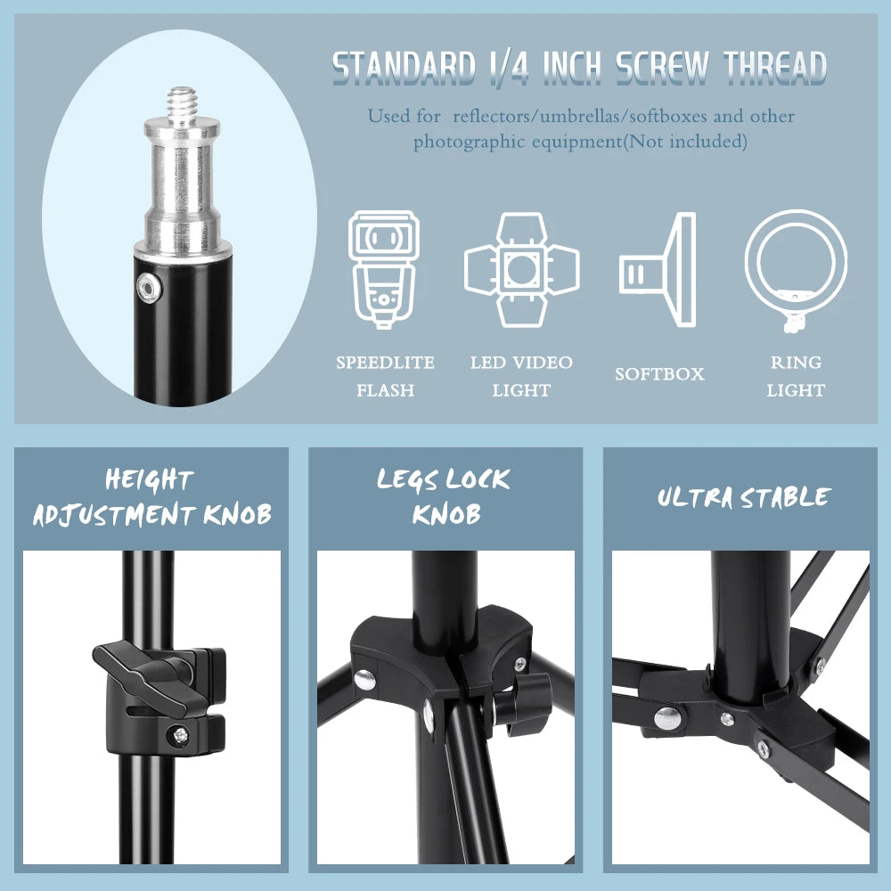 37/68/100/150/200CM Selfie Light Tripod 1/4 Screw Head Photography Portable Stand Trepied Smartphone For Mini Photo Studio