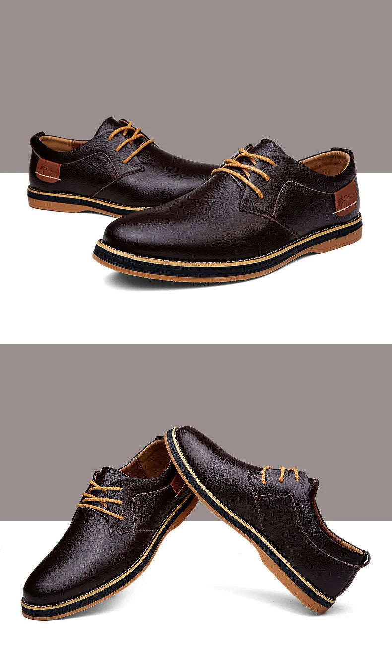 New Spring Autumn Fashion Men Shoes Men Leather Oxfords Shoes Casual Lace-up Formal Business Wedding Dress Shoes Big Size 38-48