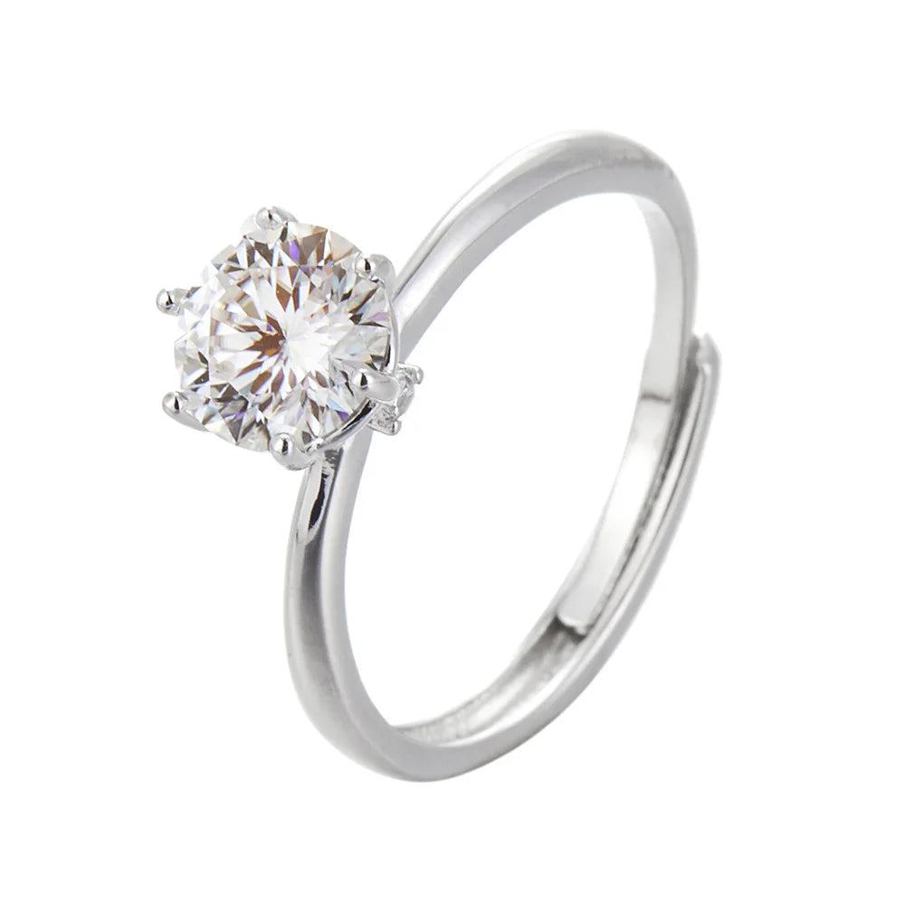 Dropshipping Gift S925 Sterling Silver Moissanite Diamond Ring 1 Carat Couple's Ring Wedding Proposal Birthday Gift - You Offer