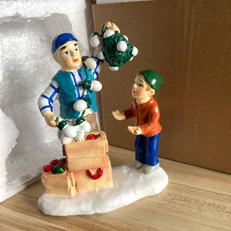 Brightly Lit Building Christmas Santa Claus Car House Village Holiday Garage Decoration Griswold Villa Home Desktop Figurines