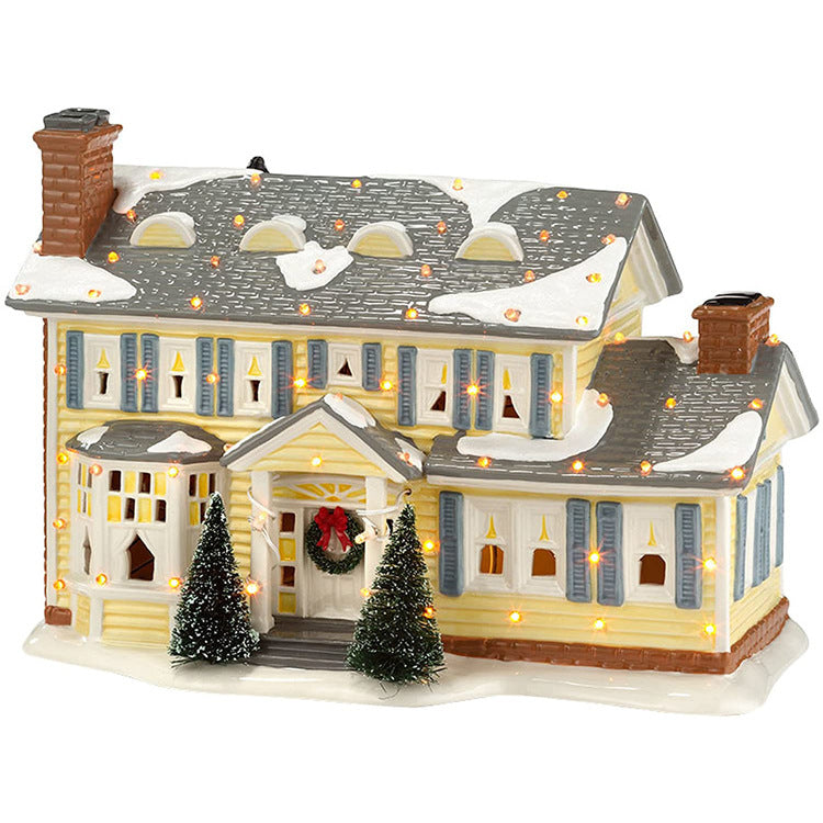 Brightly Lit Building Christmas Santa Claus Car House Village Holiday Garage Decoration Griswold Villa Home Desktop Figurines
