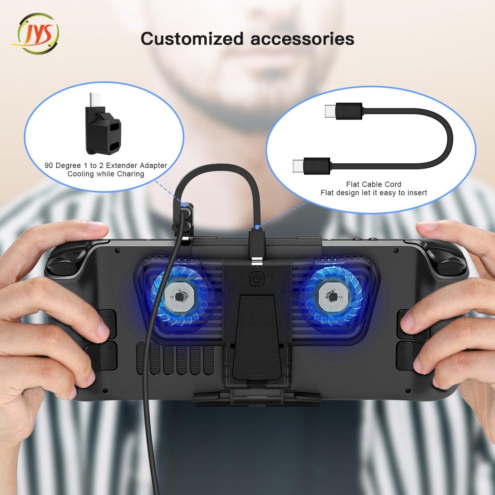 Cooling Fan with Bracket Dual C-port Adapter for Steam Deck Nintendo Switch Nintendo Switch OLED Host JYS-SD006