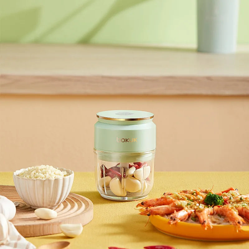 Mi Glass Electric Garlic Crusher Portable Fresh Meat Chopper USB Charging Ginger Chili Vegetable Masher Machine Kitchen Tool