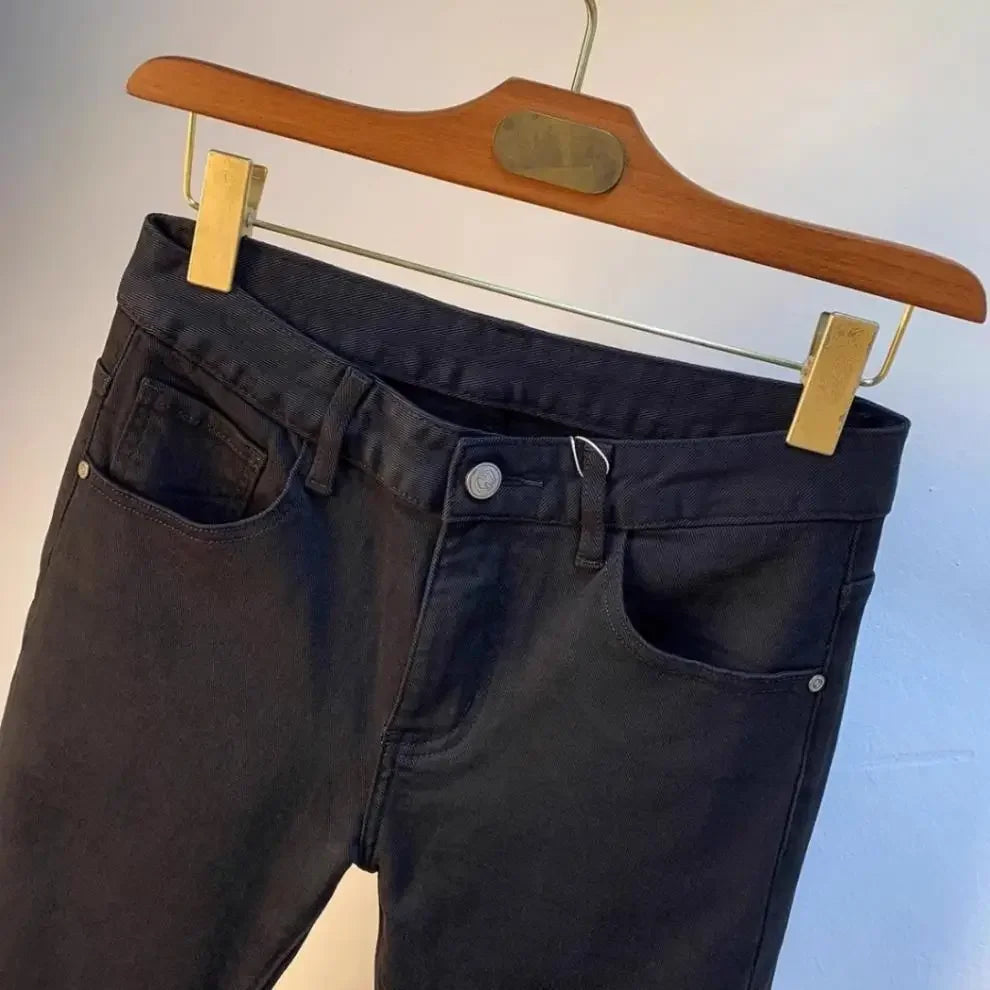 Spring Autumn Men's Elastic Slim Fit Casual Jeans Trendy Loose High End Brand Fashionable Long Trousers Popular Style - You Offer