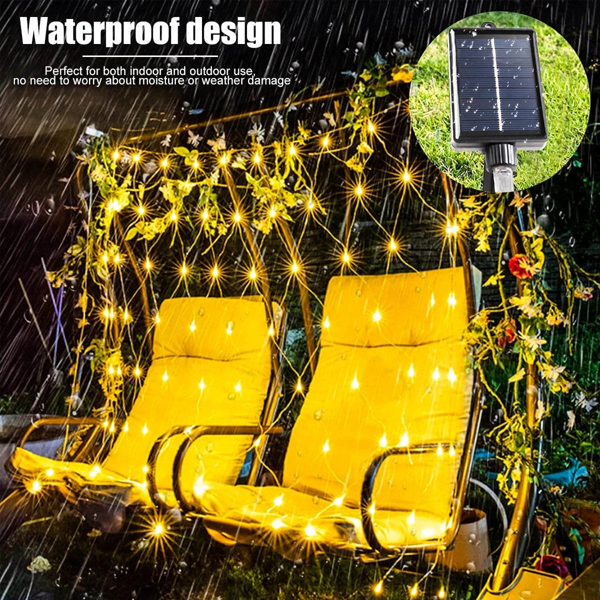 9.8*6.6Ft Solar Lights Net Waterproof 8 Lighting ModesOutside Garden Twinkle Lights For Patio Wall Roof Balcony Christmas Decor