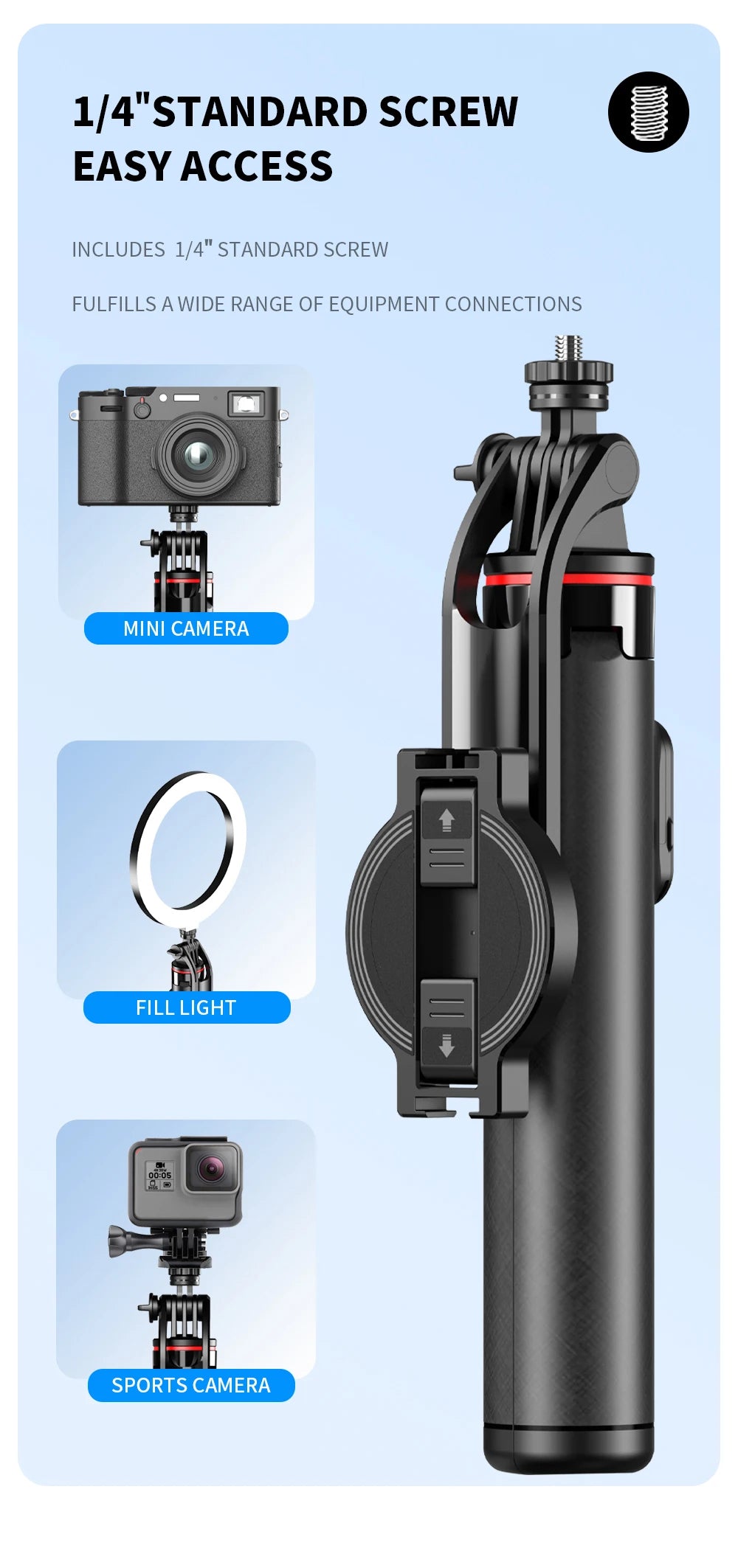 C20 Magnetic Selfie Stick Tripod for iPhone 12-16 Pro Max Travel Stand with Magsafe Phone Clamp for Android Smartphone