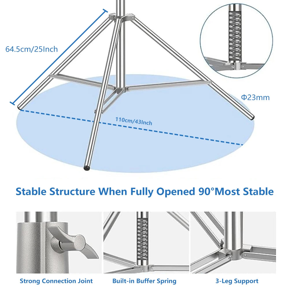 2.9M Tripod Super Stable Big Tripod Foldable Light Stand Lifting Frame Wheels Photography Softbox Photo Studio Stainless Steel
