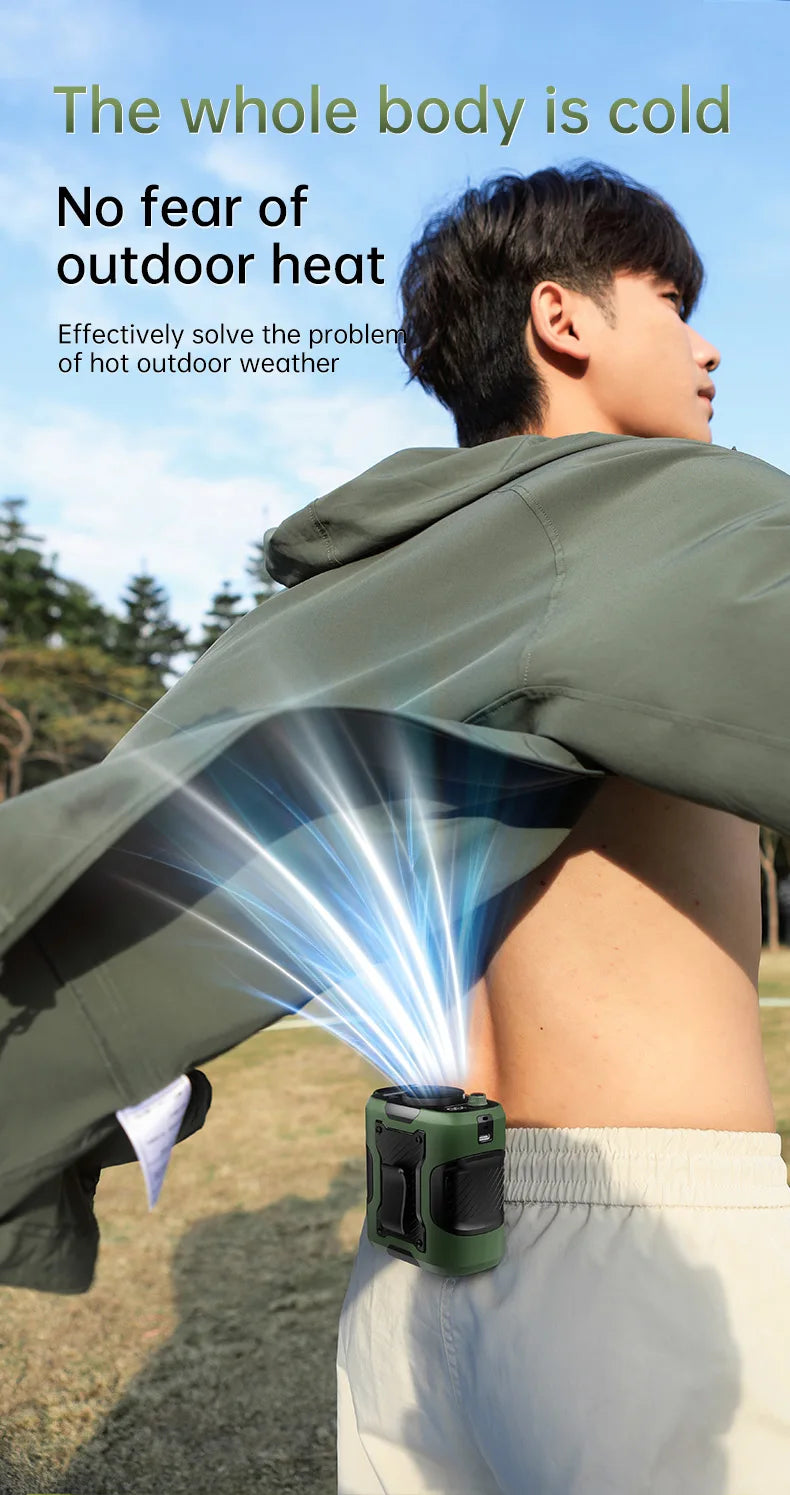 2025 13500RPM High-speed Waist Hanging Electric Fan Portable 6000mAh Power Bank Clip Waist Outdoor Construction Site Small Fan
