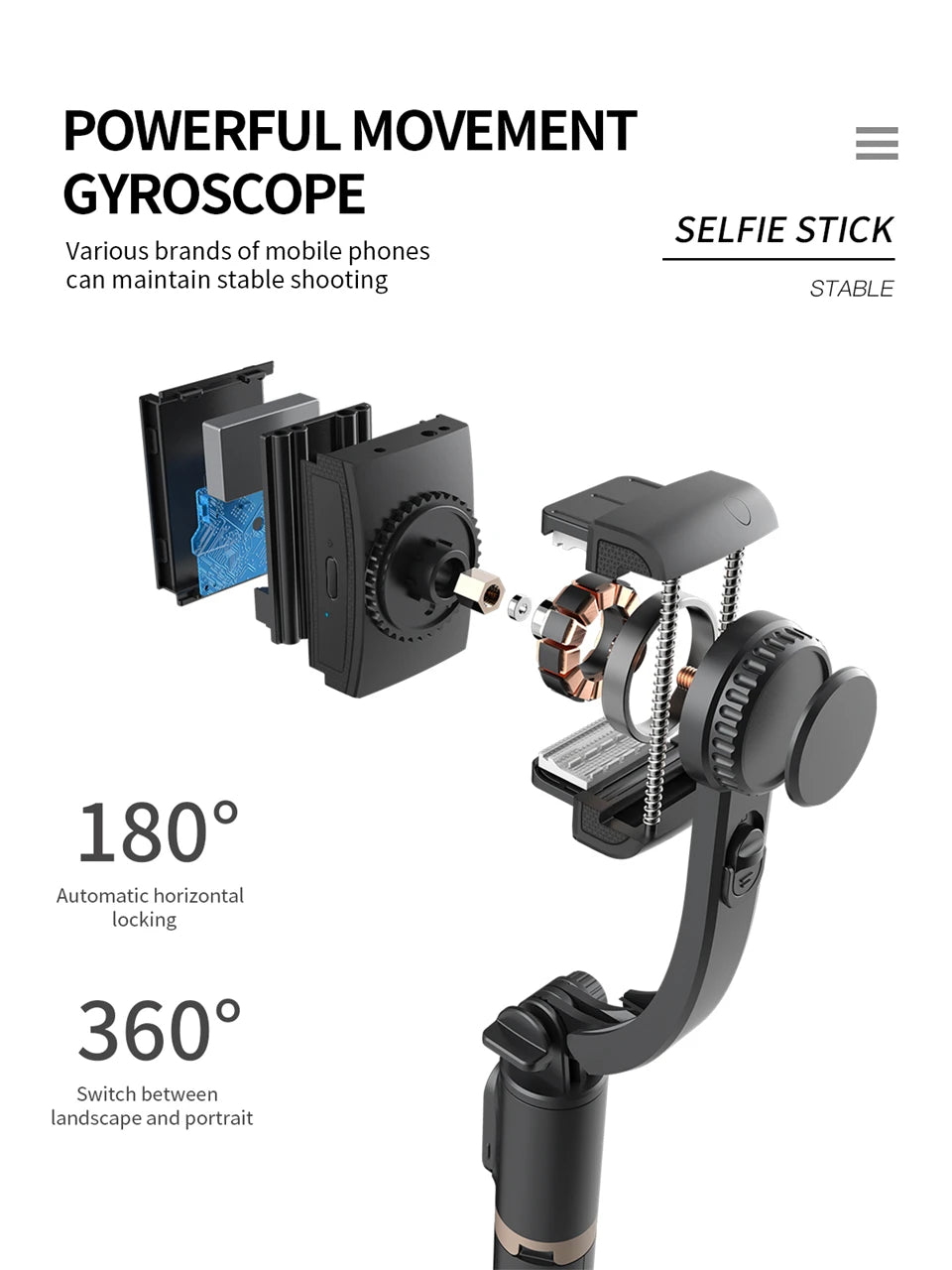 FGCLSY 2024 New Gimbal Stabilizer Selfie Stick Wireless Foldable Tripod with Bluetooth Shutter Monopod for IOS Android