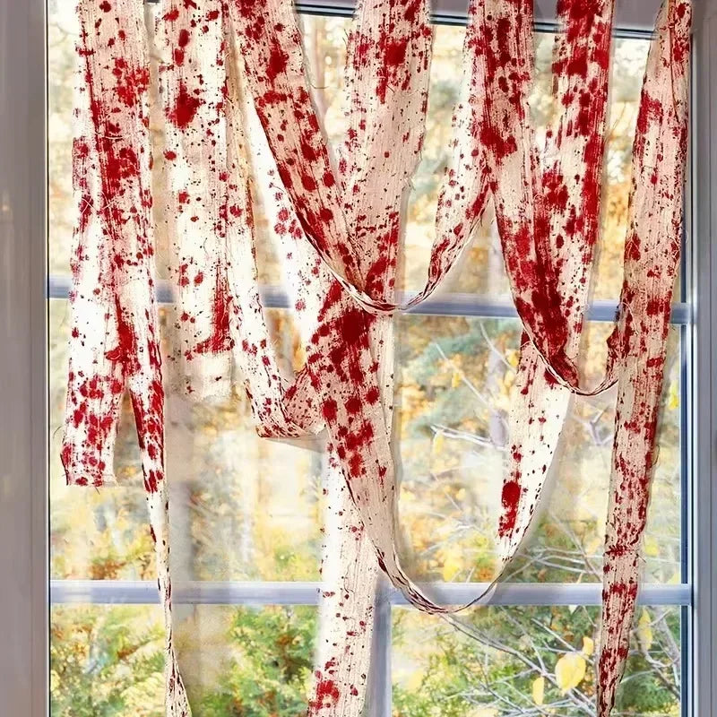 Halloween Bloody Gauze Roll Bloody Bandage  Wrap Fake Blood Creepy Costume Gauze Mummy Zombie Costume Accessories Party Decor