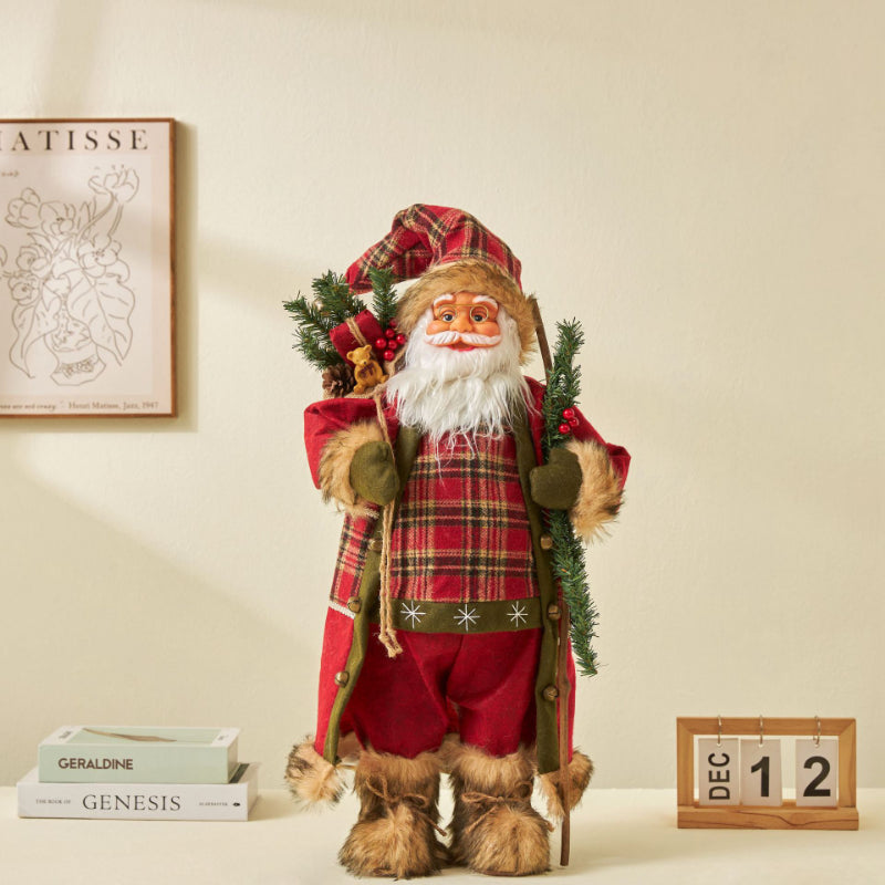 60cm Large Santa Claus Merry Christmas Decorations for Home Happy New Year 2023 Fabric Knitting Clothes Doll Window Decor