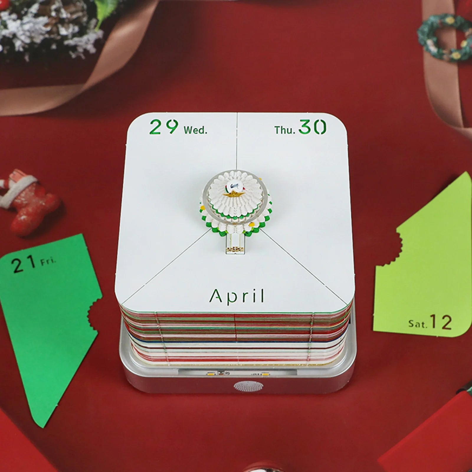 Desk Time Piece Calendar 2026 Desk Calendar With Light 3D Tear-away Calendar Paper Carving Art Memo Pad Notepad Christmas