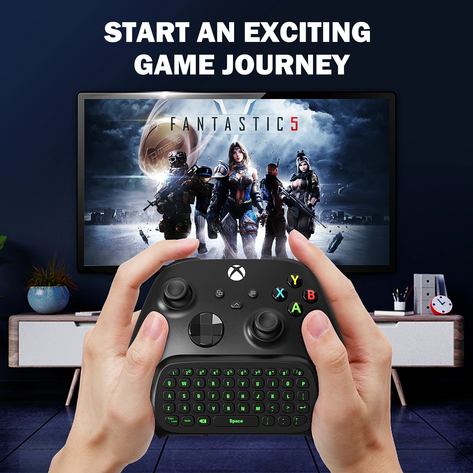 MoKo RGB Backlight Keyboard for Xbox One Controller,Xbox Series X/S,Wireless Chatpad Keypad w/ 2.4G Receiver, Xbox Accessories