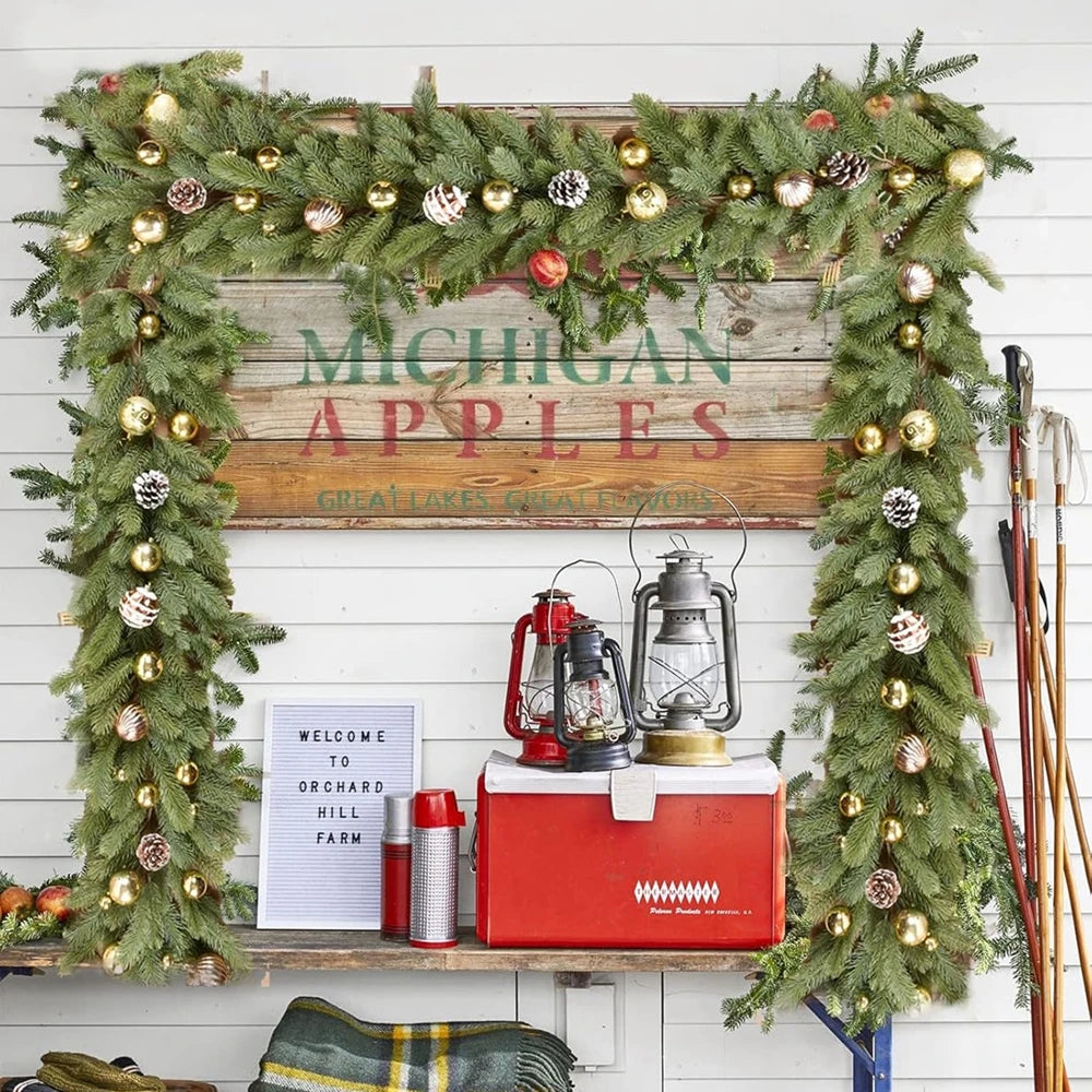 180Cm Artificial Green Plants Christmas Tree Garland Wreath Home Party Decoration Table Yard Pine Tree Rattan Hanging Ornament