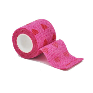 1/6/10Pcs  Red love heart  Printed Self Adhesive Elastic Bandage 4.8m Sports Wrap Tape for Finger Joint Knee