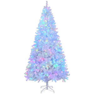 8FT Artificial Christmas Tree Snow 500 Lights Indoor Outdoor White Holiday