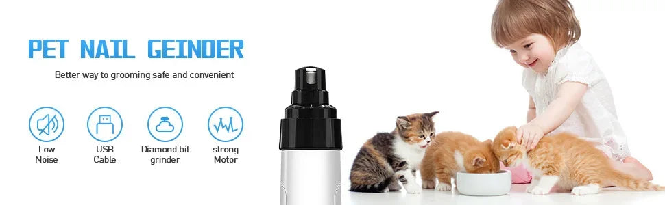 Pet Nail Grinder USB Rechargeable Dog Electric Nail Clipper Cat Claw Beauty Grinder Silent Pet Nail Clipper Beauty Trimming Tool