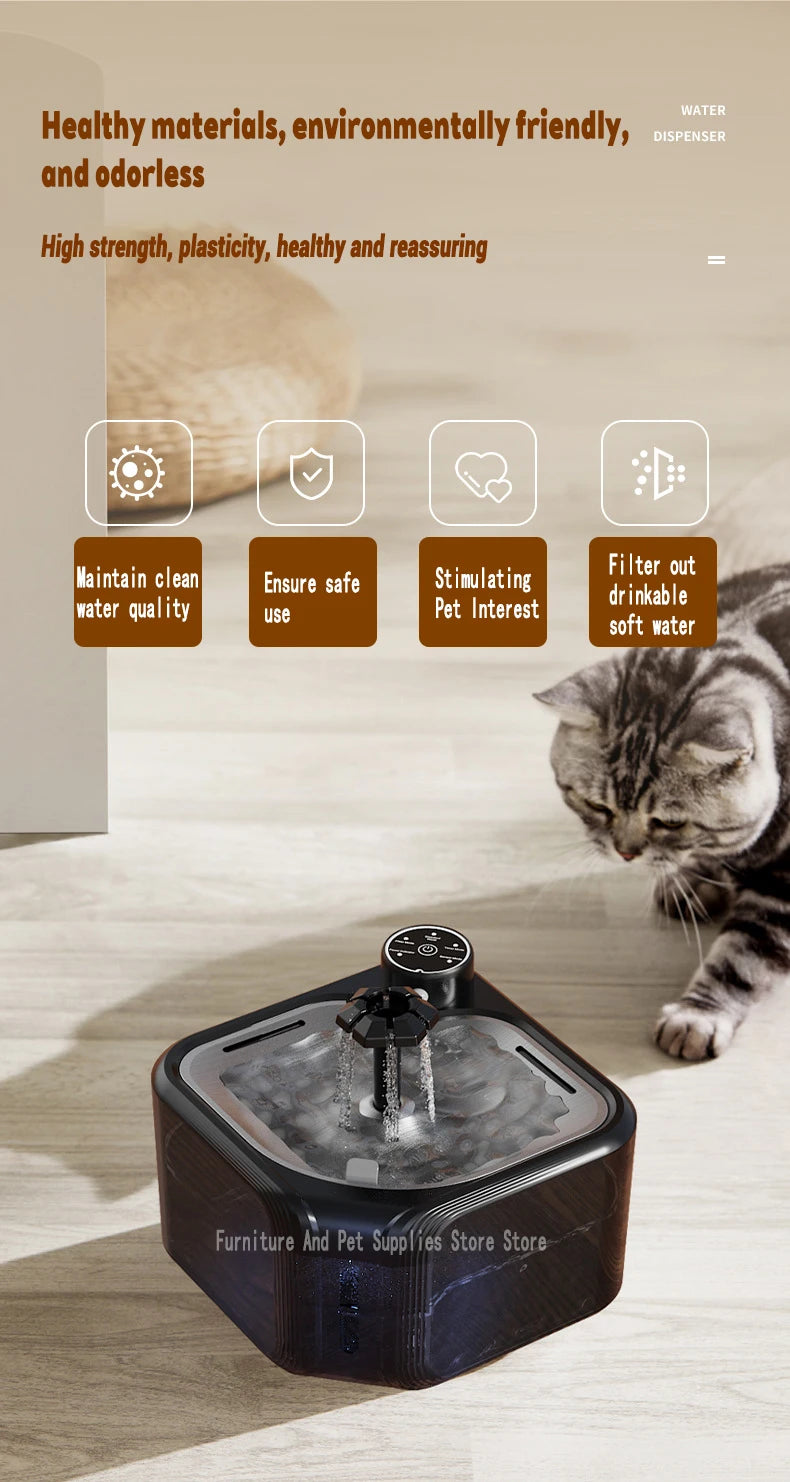 Wireless Automatic Cat Water Fountain 3600mAh 2800ML Pet Water Dispenser For Dog Cat Infrared Sensor Smart Pet Drinkier Fountain