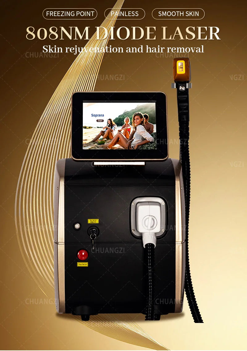 2025 Best Depilator New Ice Platinum Cooling System Skin Care 808nm Diode Laser Hair Removal Machine 3-Wavelength