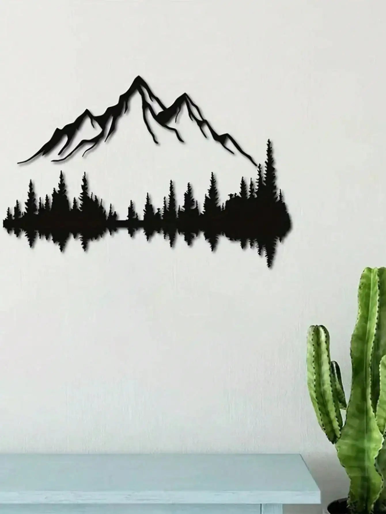 Mountain & Forest Metal Wall Art (Large Wall Sculpture) | 16''X7.1'' Rustic Indoor/Outdoor Decor | Halloween & Christmas Gift