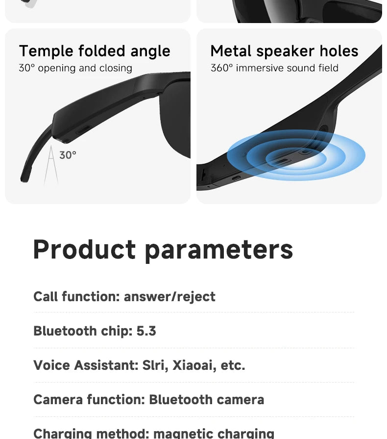 2025 New fashion smart glasses can be superimposed myopia glasses Bluetooth call music play Click to take photos for Android iOS